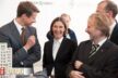 Unternehmer Stefan Quandt MMK Direktorin Susanne Gaensheimer und Baudezernent Olaf Cunitz freuen sich über den neuen Kulturtreffpunkt mitten im Bankenviertel