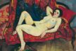 Nackte Tatsachen Akt auf rotem Canapé von Suzanne Valadon