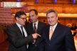Wissenschaftsminister Boris Rhein mit Staatsminister Michael Boddenberg und Ex Fußballer Dieter Müller
