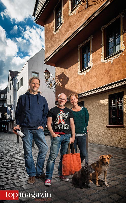 Boris Löffert, Oliver Tamagnini und Eva Kösling wollen mit "Der kleine Mann mit dem Blitz" die Zukunft Sachsenhausens aktiv mitgestalten