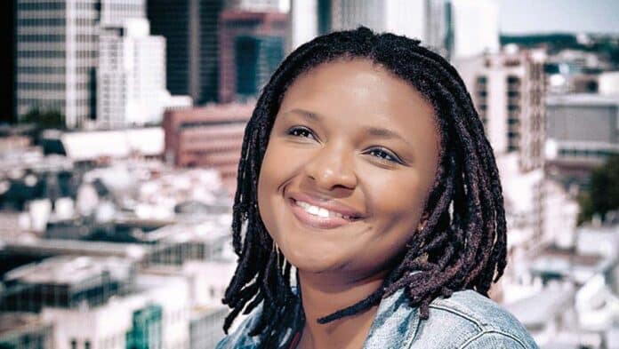 Sängerin Lizz Wright über den Dächern von Frankfurt