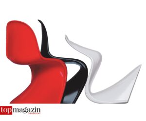 Rundlich einladend und eigenwillig - der Panton-Chair, den der Däne Verner Panton aus einem Stück Plastik in einer geschwungenen S-Form herstellte