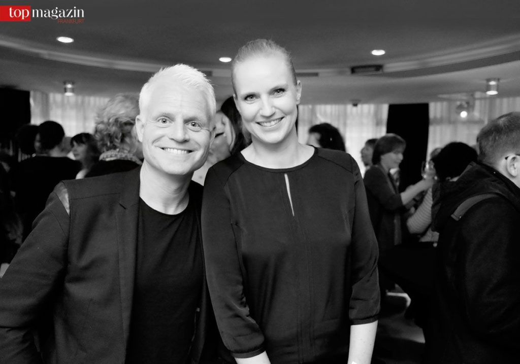 Moderator Guido Cantz mit Autorin Christine Drews auf der Bastei Lübbe-Party im Roofgarden