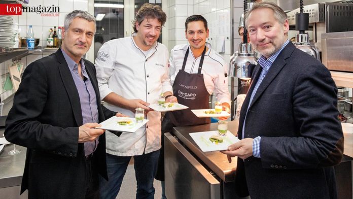 Marc Trautmann, Sternekoch André Großfeld mit Küchenchef Daniel Schmidt, Prof. Dr. Christoph Schalast