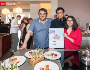 Das La Cevi-Team - Daniel und Heidi Nawenstein mit Küchenchef Diego Velazquez