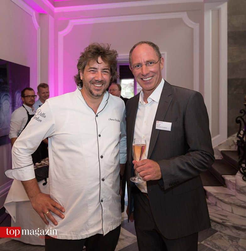Villa Merton-Chef Andre Großfeld mit Moderator Thomas Ranft