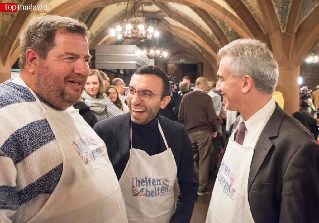 Bernd Reisig mit dem SPD-Fraktionsvorsitzenden Frankfurts, Mike Josef, und Oberbürgermeister Peter Feldmann