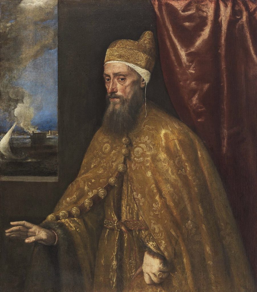 Das „Bildnis des Dogen Francesco Venier“ ist eine Leihgabe des Museo Thyssen-Bornemisza in Madrid und gehört zu Tizians bekanntesten Werken. Es entstand im Jahre 1555.