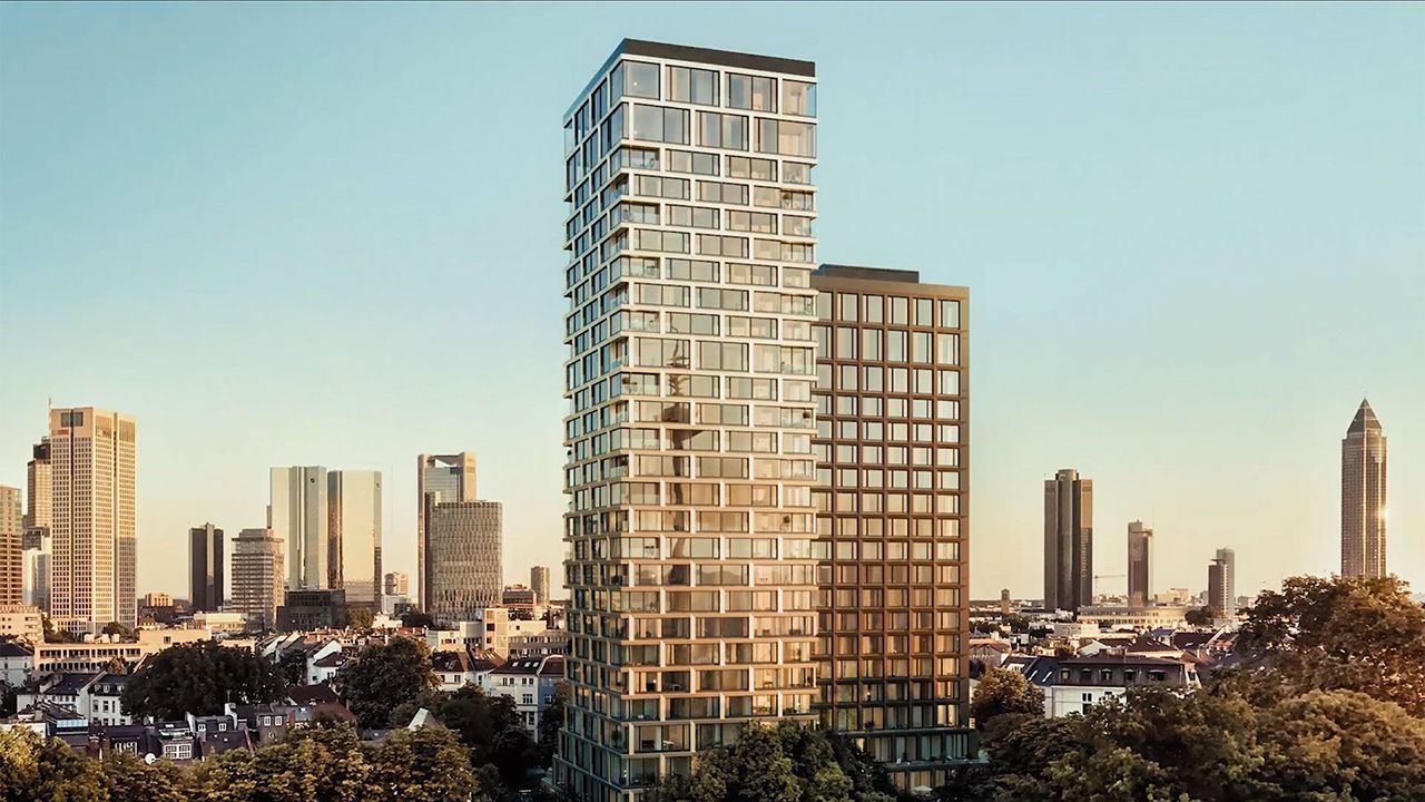 Eigentumswohnungen und eines von zwei Roomers-Hotels in Frankfurt sollen sich zukünftig in den Doppeltürmen ,160 Park View' befinden (Illustration HaP Frankfurt, RFR) Eigentumswohnungen und eines von zwei Roomers-Hotels in Frankfurt sollen sich zukünftig in den Doppeltürmen ,160 Park View' befinden (Illustration HaP Frankfurt, RFR)
