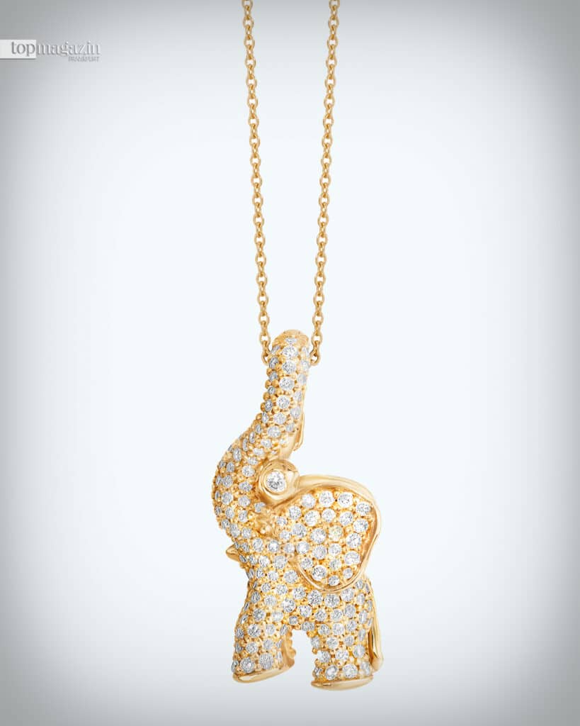 Charme Elefant Pavé Sweet Drops aus 18 Karat Gelbgold mit 260 diam. 1,04 ct TW.VS