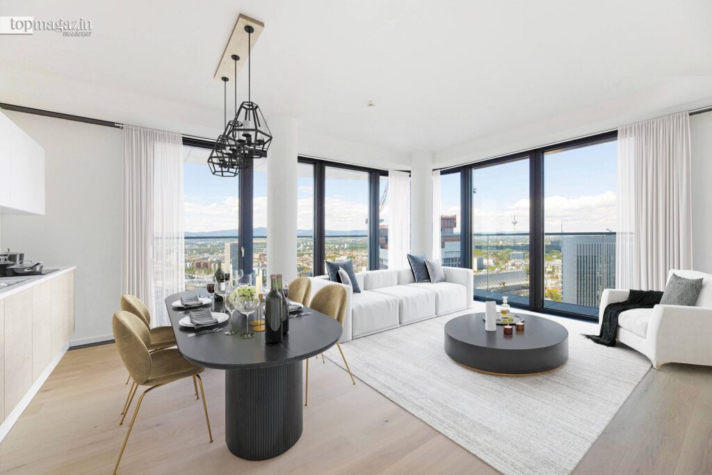 Bodentiefe Panoramafenster, spektakuläre Architektur und die feine Ausstattung prägen die Wohnungen im Grand Tower