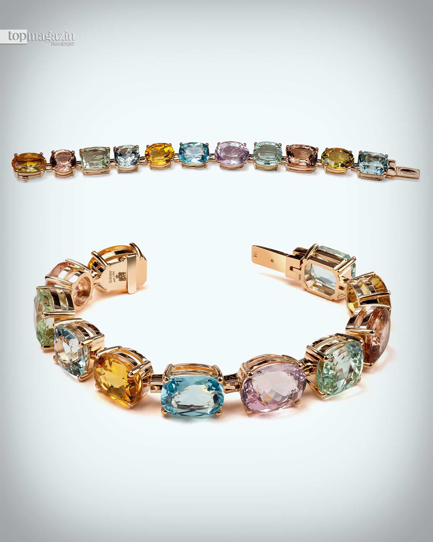 Aus der aktuellen Kollektion der Edelsteinhandlung und Schmuckmanufaktur Rudolf Schupp aus Pforzheim- Ein Beryll-Armband in Roségold 750
