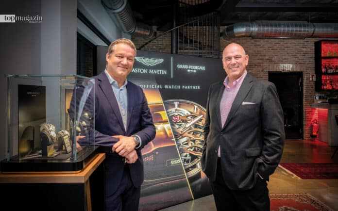 Girard-Perregaux-Brandmanager Axel Felmy mit Klassik Garage-Inhaber Klaus Flettner