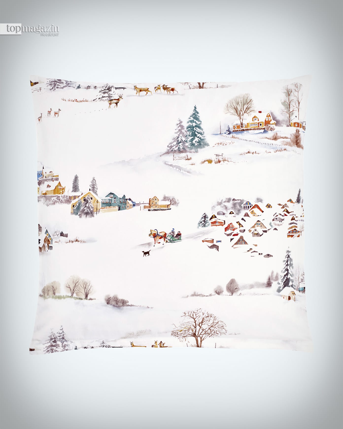 Das Satinkissen von Christian Fischbacher im winterlichen Design