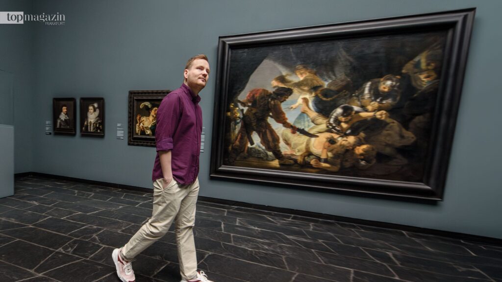 Jakob Schwerdtfeger schwelgt in Erinnerungen: „Der Rembrandt zeigt eine ziemlich brutale Szene, die Blendung Simsons. Ihm wird da mit voller Wucht das Auge ausgestochen. Da bin ich bei Führungen mit Schulklassen immer schnell dran vorbei, nicht dass die zu Hause erzählen, ich hätte denen einen Splatterfilm gezeigt.“