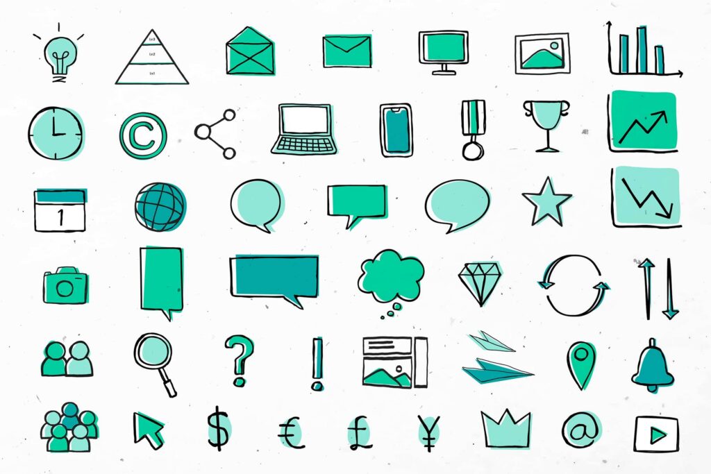Piktogramme lassen sich im eigenen Business Design gestalten und vermitteln Informationen schnell und übersichtlich auf den ersten Blick