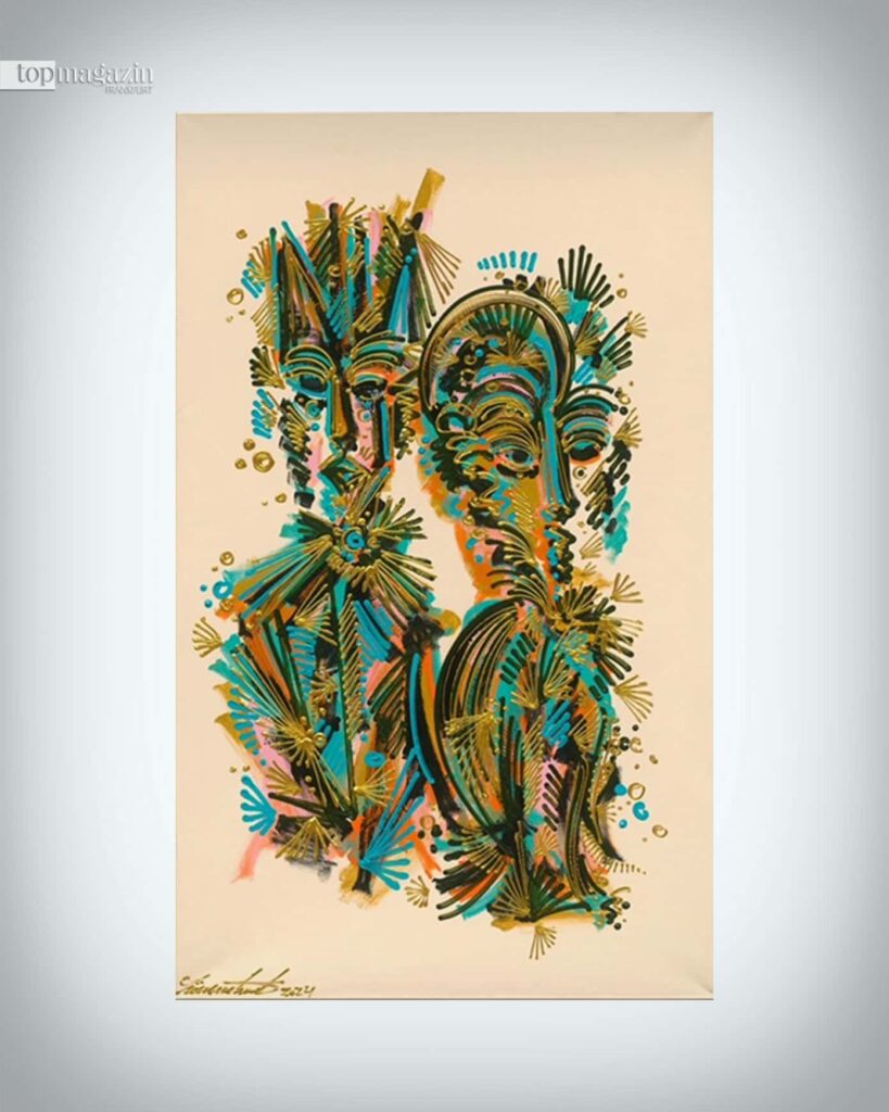 THE KING AND HER QUEEN, Leon Löwentraut, 2024 – Acryl auf Leinwand, 195 x 118 cm