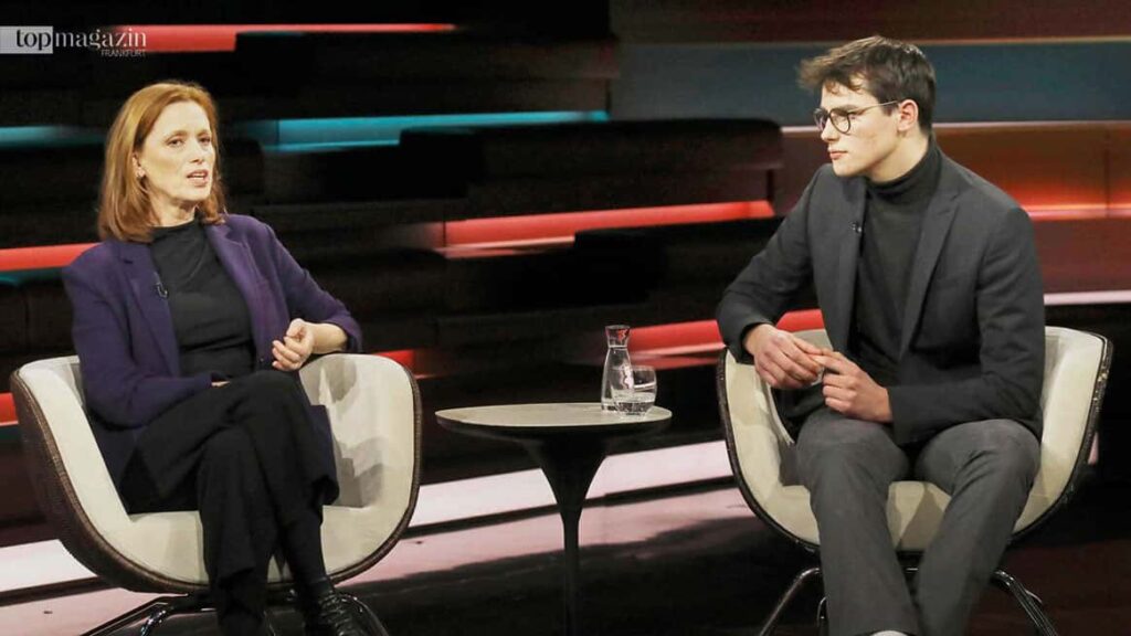 Karin Prien, Landesbildungsministerin von Schleswig-Holstein (CDU), und Florian Fabricius diskutieren bei Markus Lanz (Foto: Cornelia Lehmann, ZDF)