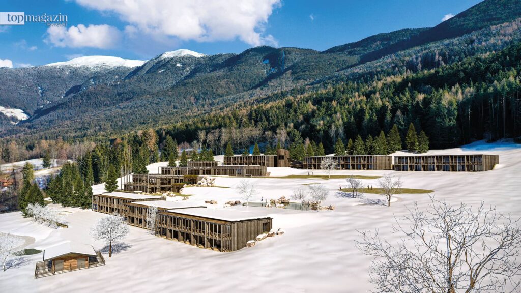 Das AKI Family Resort Plose fügt sich harmonisch in die Südtiroler Landschaft ein (Foto: Aki Family Resort Plose)
