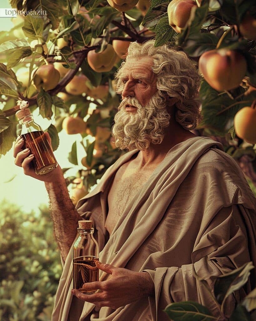 Bereits Hippokrates nutze vor 2.500 Jahren Apfelessig zur Wunddesinfektion und Behandlung von Atemwegserkrankungen (Foto: Midjourney)