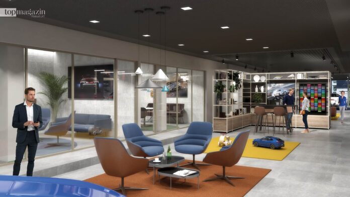 So wird die neue gestaltete BMW Frankfurt-Niederlassung auf der Hanauer Landstraße aussehen (Foto: BMW Frankfurt)